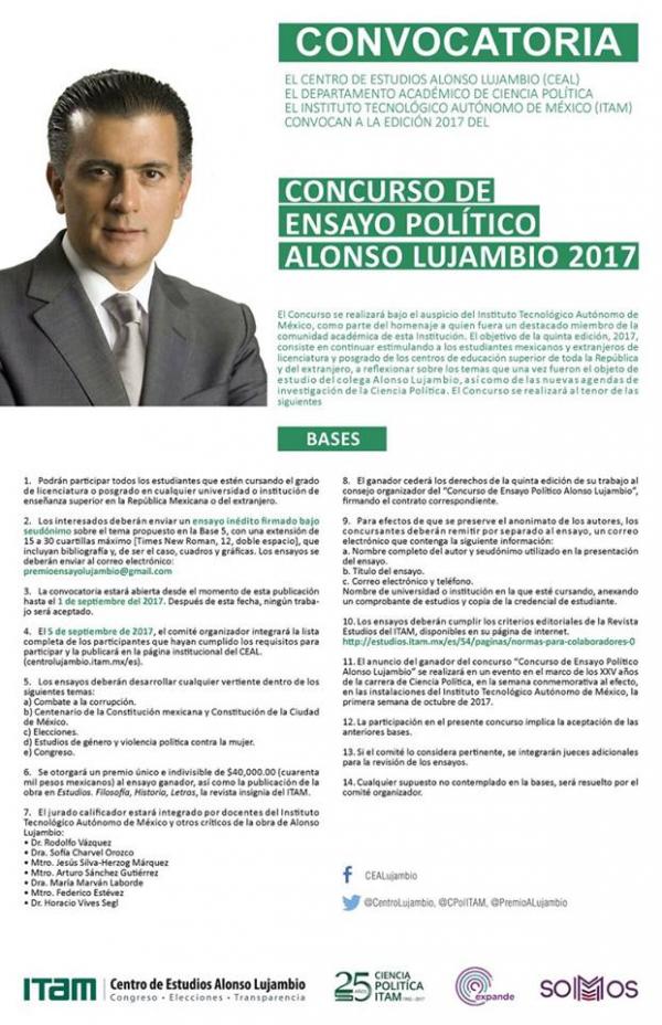 Bases del Concurso de ensayo político Alonso Lujambio 2017