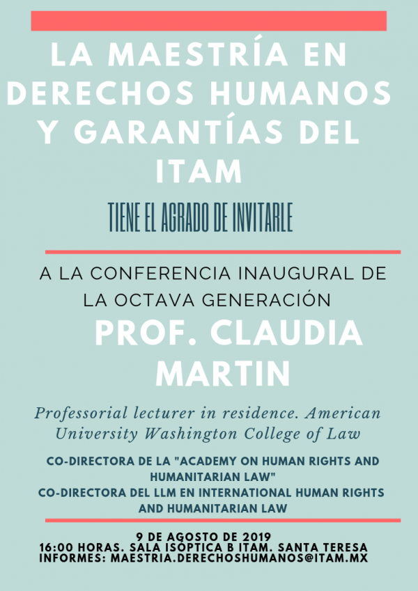 Conferencia inaugural de la 8a Generación de la Maestría en Derechos humanos y garantías