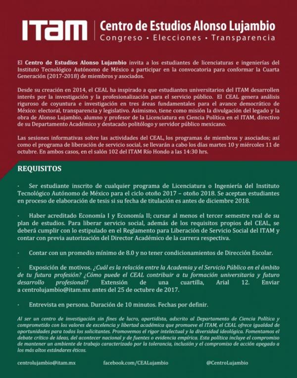 Convocatoria Centro de Estudios Alonso Lujambio