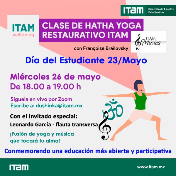 Clase especial de Hatha Yoga Restaurativo en el marco del Día del Estudiante - Fusión de yoga y música