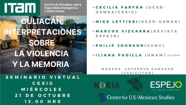 Póster Seminario virtual CESIG: Culiacán, interpretaciones sobre la violencia y la memoria