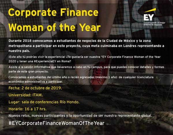 Bolsa de Trabajo invita a la presentación Corporate Finance Woman of the Year México de EY México