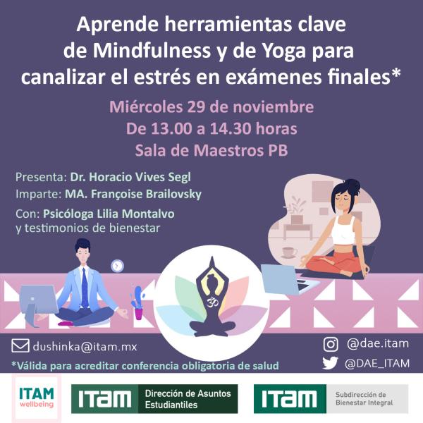 Conferencia de salud: "Aprende herramientas clave de Mindfulness y de Yoga para canalizar el estrés en exámenes finales"