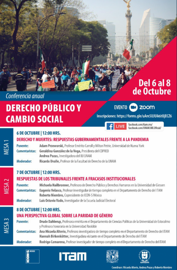 Póster Conferencia Anual del ICON-S capítulo mexicano: Derecho Público y Cambio Social 