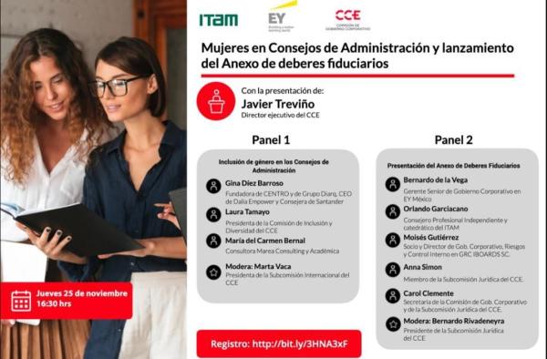 MUJERES EN CONSEJOS DE ADMINISTRACIÓN Y LANZAMIENTO DEL ANEXO DE DEBERES FIDUCIARIOS