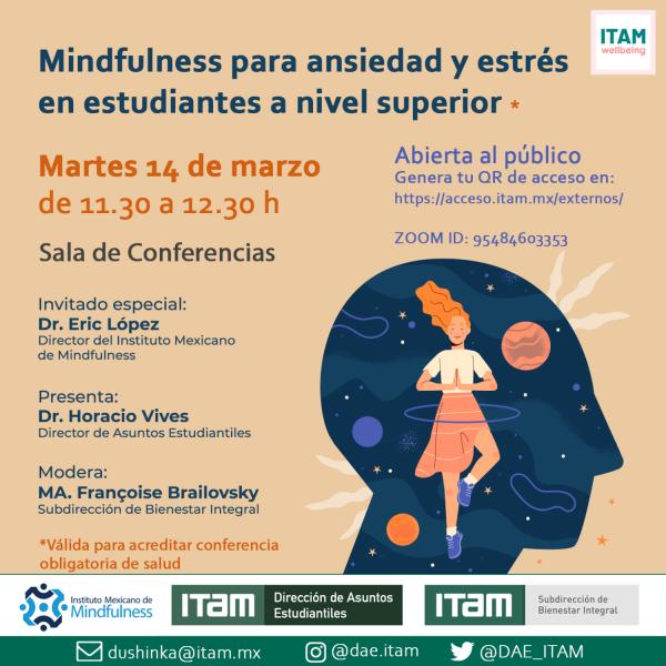 Conferencia de salud: "Mindfulness para ansiedad y estrés en estudiantes a nivel superior"