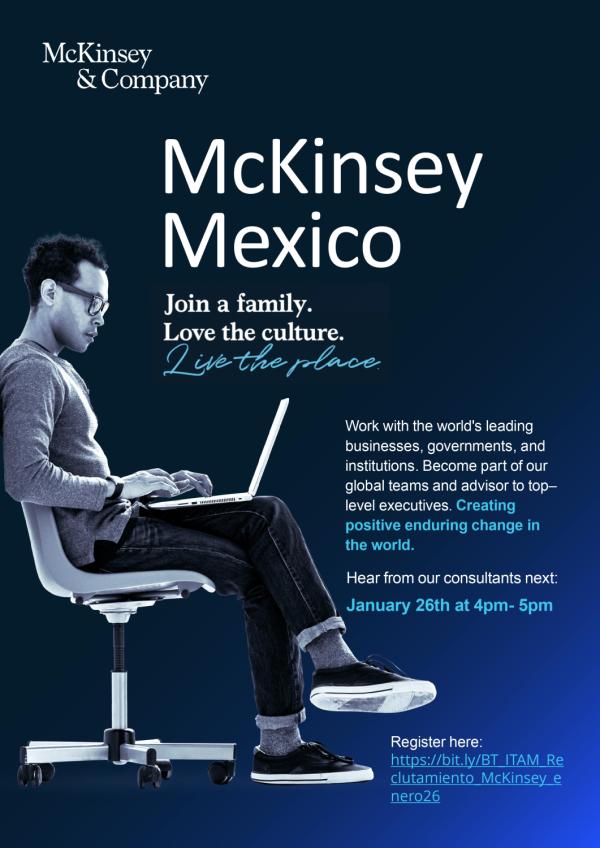 Career Services del ITAM invita a la sesión de reclutamiento remota de McKinsey