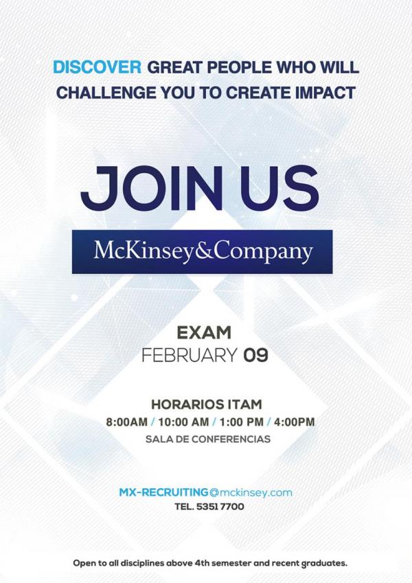 Bolsa de Trabaja invita a Exámenes de McKinsey & Company