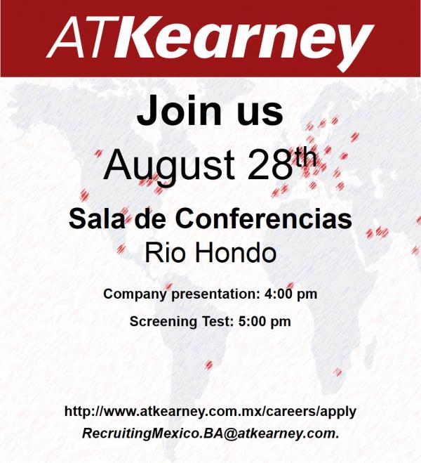 Bolsa de Trabajo invita a la presentación y examen de A.T. KEARNEY