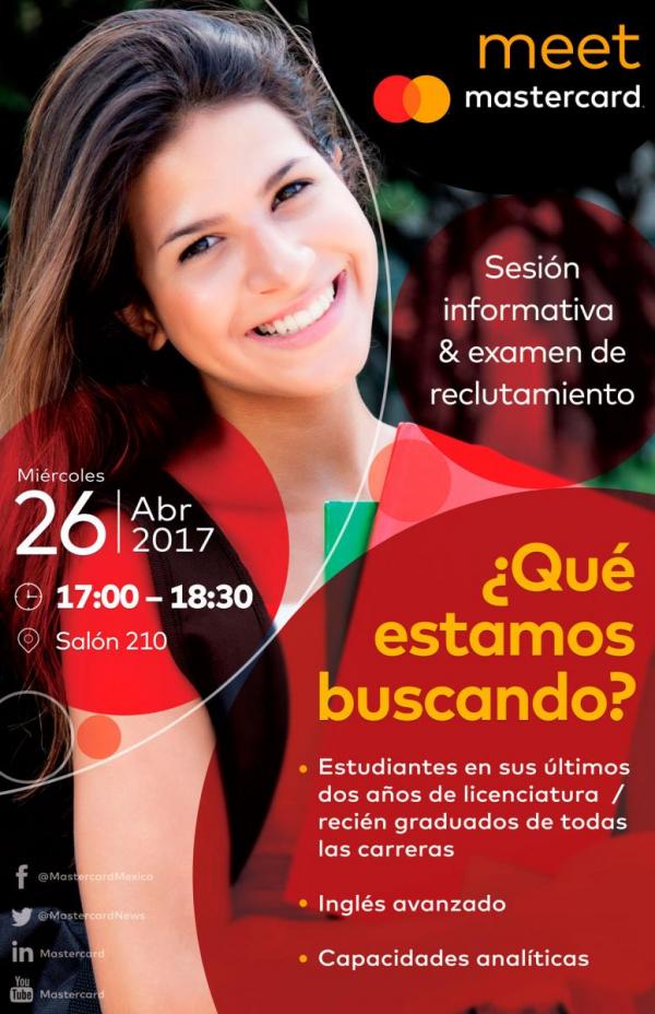 Bolsa de Trabajo invita a la Presentación y Examen de MasterCard