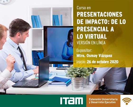 Póster Curso en Presentaciones de Impacto: de lo Presencial a lo Virtual (Versión en línea)