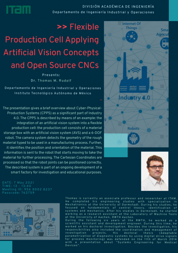 Póster Flexible Production Cell Applying Artificial Vision Concepts and Open Source CNCs