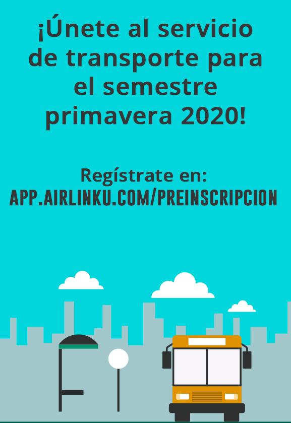 Regístrate al servicio de transporte ¡No te quedes sin lugar!