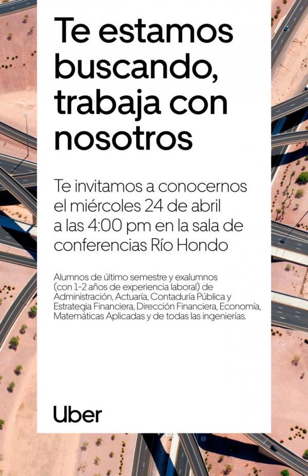 Bolsa de Trabajo invita a la presentación de Uber