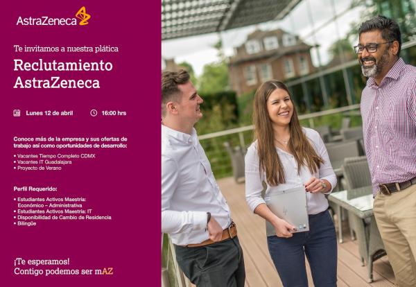 Póster Career Services del ITAM invita a la sesión de reclutamiento remota de AstraZeneca